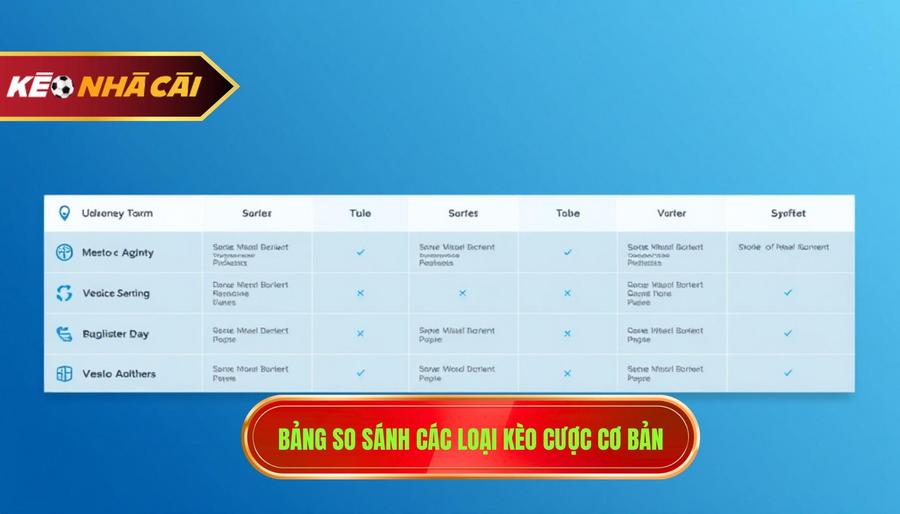 Bảng so sánh các loại kèo cơ bản